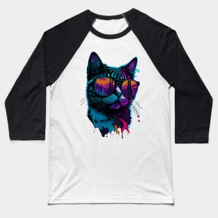 Maine cat with Sunglasses Baseball T-Shirt